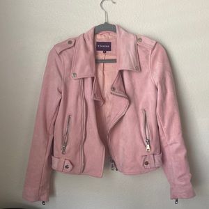 Light pink Vigoss faux suede Moto Jacket